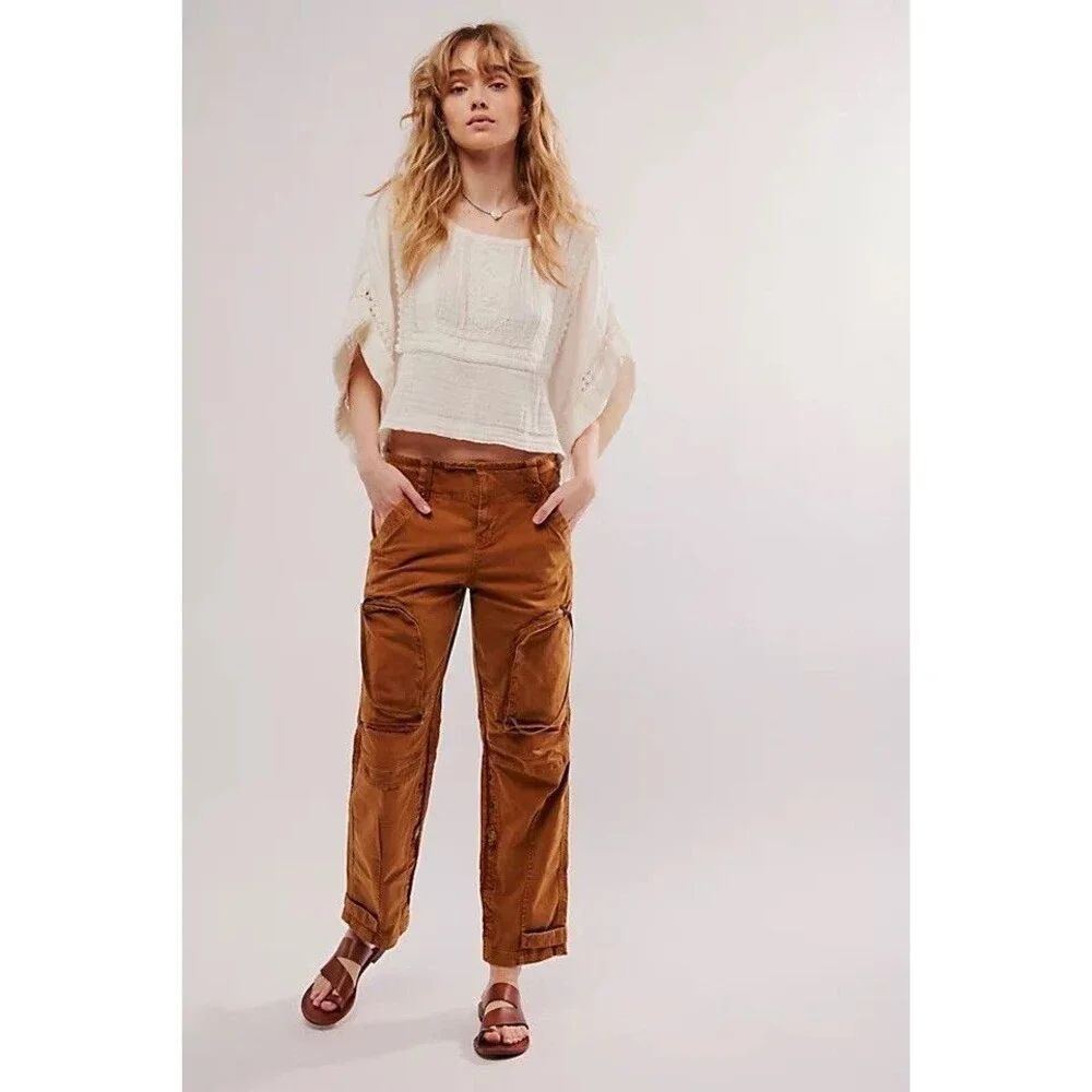 Free People Can't Compare Slouch Pants Cargo Zipper Pockets XS Imperfect NEW